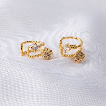 Geometric Gold Plated Tragus Clip Earrings - Sweet & Edgy No-Piercing Ear Cuffs for Women