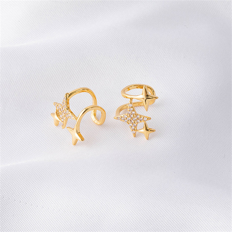 Geometric Gold Plated Tragus Clip Earrings - Sweet & Edgy No-Piercing Ear Cuffs for Women