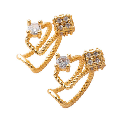 Geometric Gold Plated Tragus Clip Earrings - Sweet & Edgy No-Piercing Ear Cuffs for Women