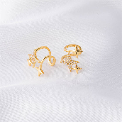 Geometric Gold Plated Tragus Clip Earrings - Sweet & Edgy No-Piercing Ear Cuffs for Women