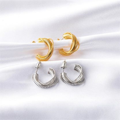 Geometric Gold and White K Gold Plated Copper Hoop Earrings for Women - Sweet Yet Edgy Style