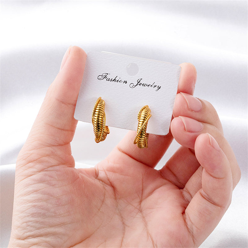 Geometric Gold and White K Gold Plated Copper Hoop Earrings for Women - Sweet Yet Edgy Style