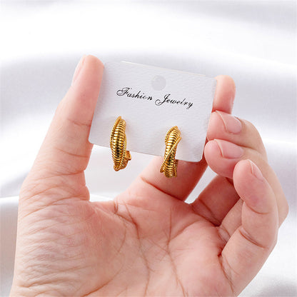 Geometric Gold and White K Gold Plated Copper Hoop Earrings for Women - Sweet Yet Edgy Style