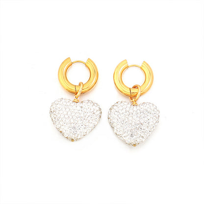 Geometric Heart Shape Gold Plated Stainless Steel Earrings for Women - Light Luxury Fashion Jewelry