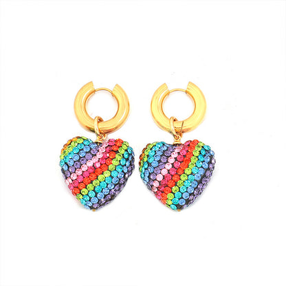 Geometric Heart Shape Gold Plated Stainless Steel Earrings for Women - Light Luxury Fashion Jewelry
