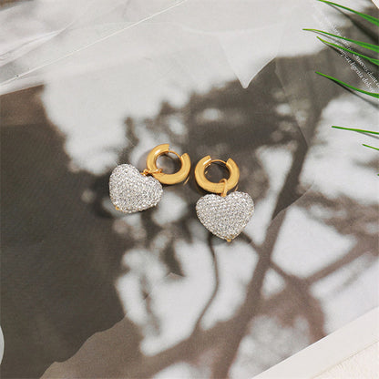Geometric Heart Shape Gold Plated Stainless Steel Earrings for Women - Light Luxury Fashion Jewelry