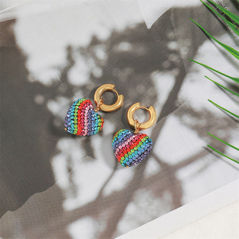Geometric Heart Shape Gold Plated Stainless Steel Earrings for Women - Light Luxury Fashion Jewelry