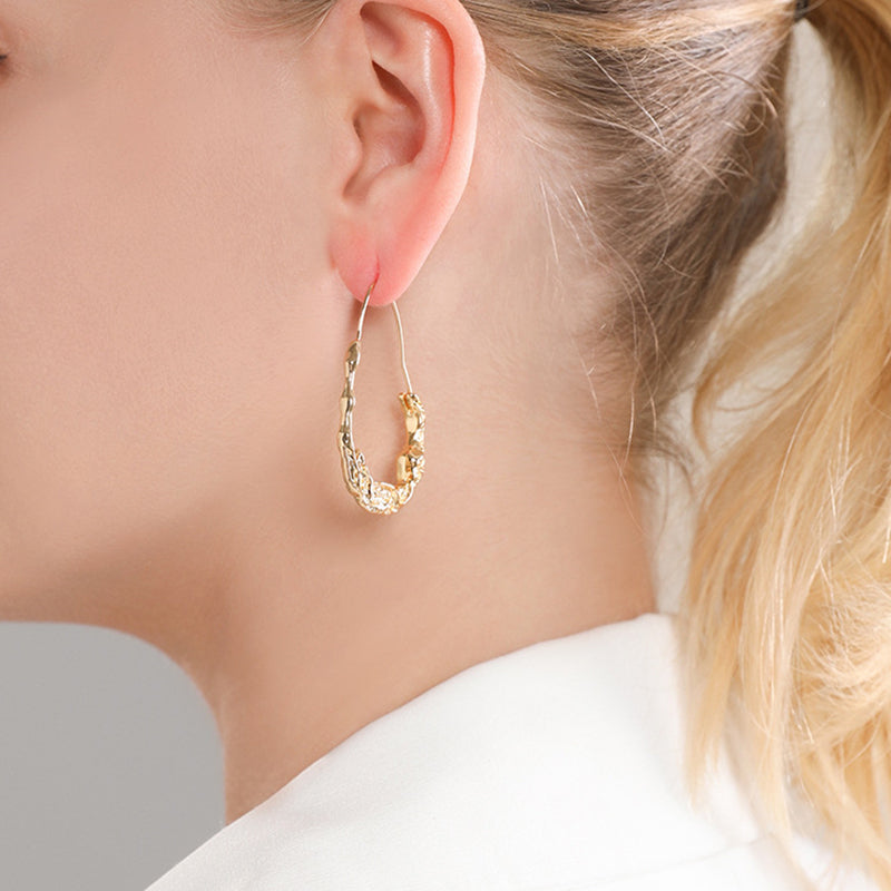 Geometric Irregular Hoop Earrings in 18K Gold//Rose Gold - Sweet Edgy Statement Earrings for Women