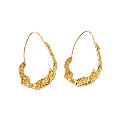 Geometric Irregular Hoop Earrings in 18K Gold//Rose Gold - Sweet Edgy Statement Earrings for Women