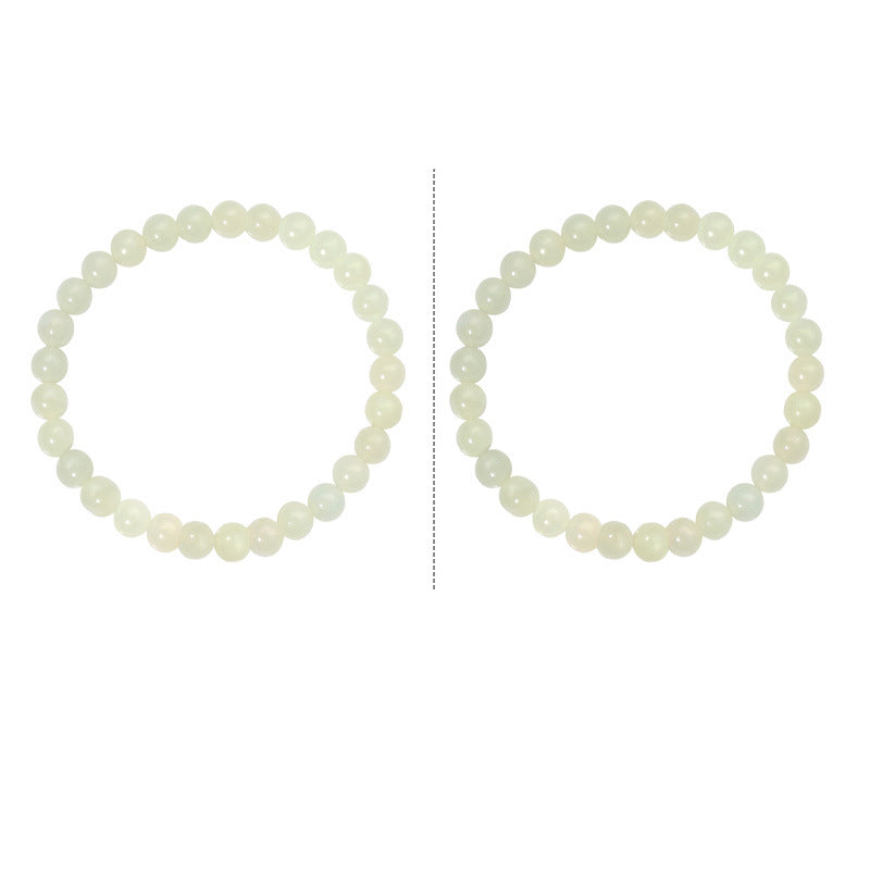 Geometric Jade Bead Bracelet925 Silver Unisex Chinese Style