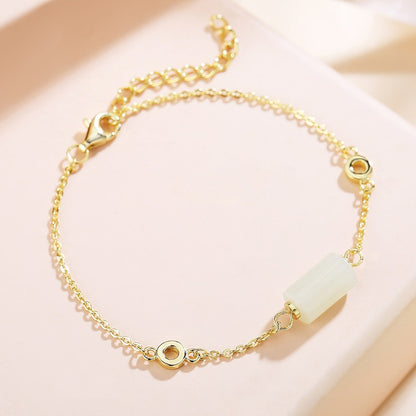 Geometric Jade Bracelet 925 Silver Elegant Jewelry