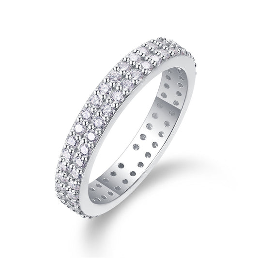 Geometric Silver Ring with Round Moissanite for Women