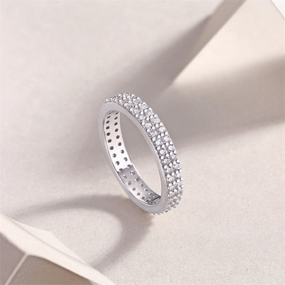 Geometric Silver Ring with Round Moissanite for Women