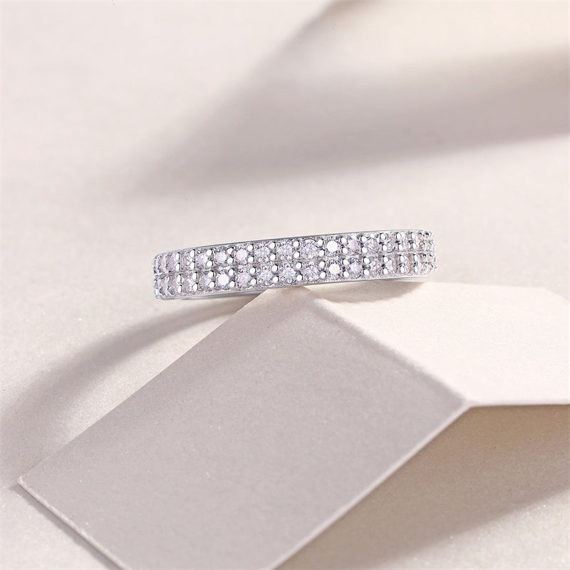 Geometric Silver Ring with Round Moissanite for Women