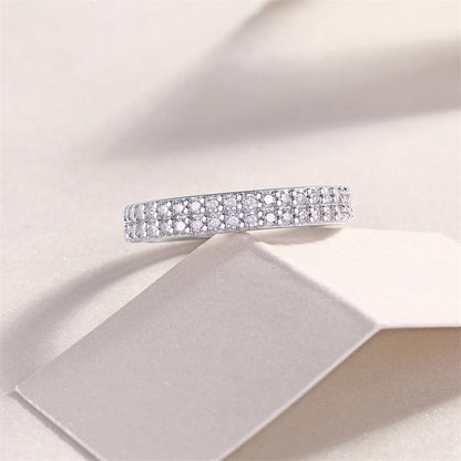 Geometric Silver Ring with Round Moissanite for Women