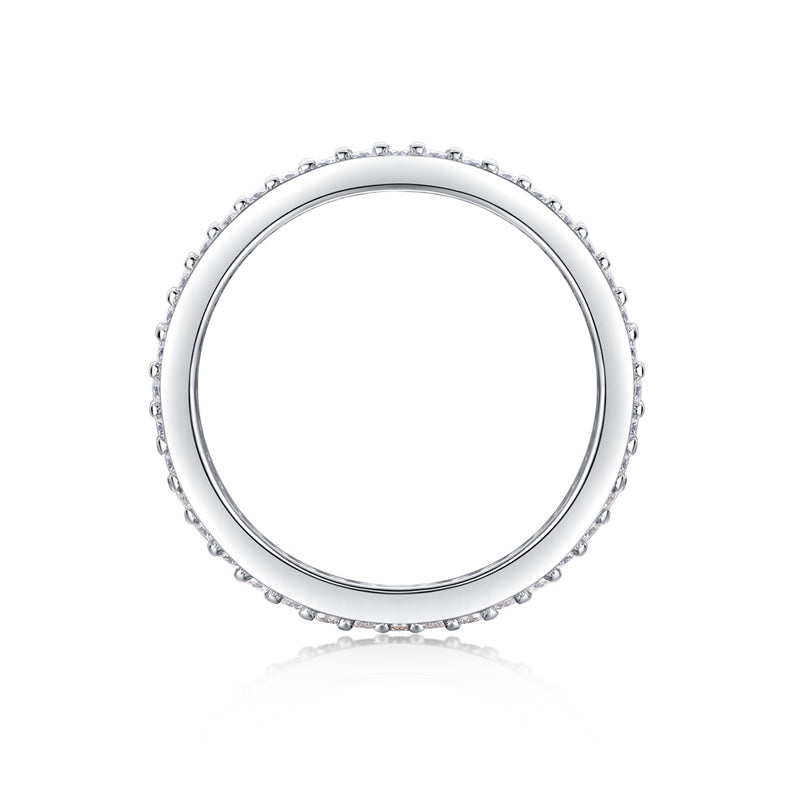 Geometric Silver Ring with Round Moissanite for Women