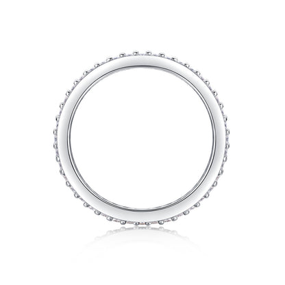 Geometric Silver Ring with Round Moissanite for Women