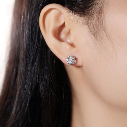 Geometric Snowflake Diamond Earrings for Women