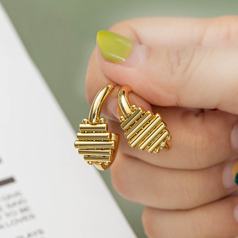 Geometric Square Stud Earrings in 925 Silver & 18K Gold Plating - Sweet & Edgy Rivet Design for Women