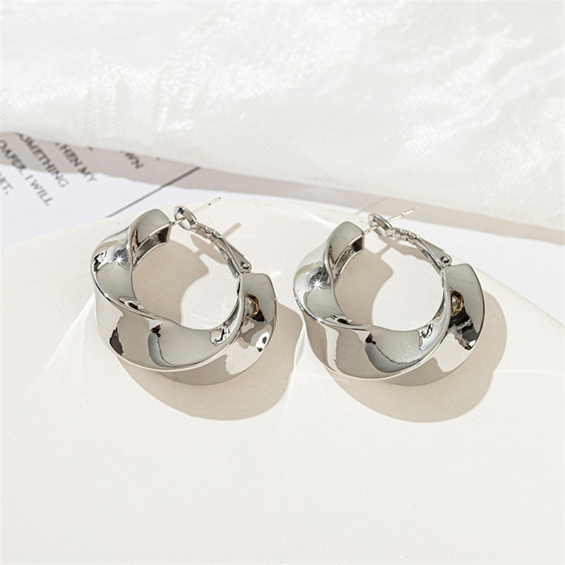 Geometric Statement Earrings in Gold & White Gold - Sweet & Edgy Bold Design for Women