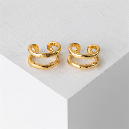 Geometric U-Shape Ear Cuffs in Gold Plated - Sweet & Edgy No-Piercing Ear Climbers for Women