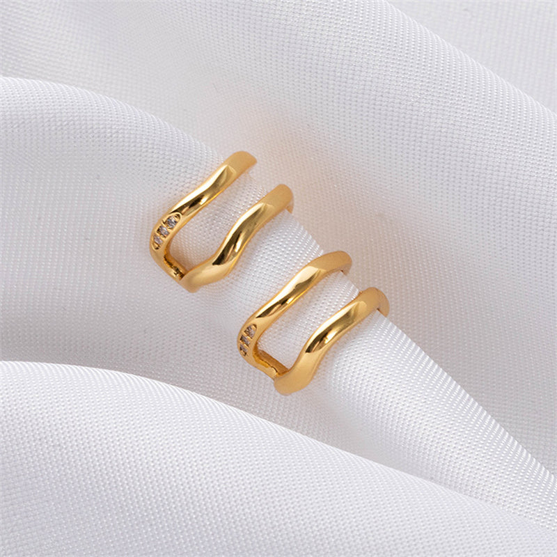 Geometric U-Shape Ear Cuffs in Gold Plated - Sweet & Edgy No-Piercing Ear Climbers for Women