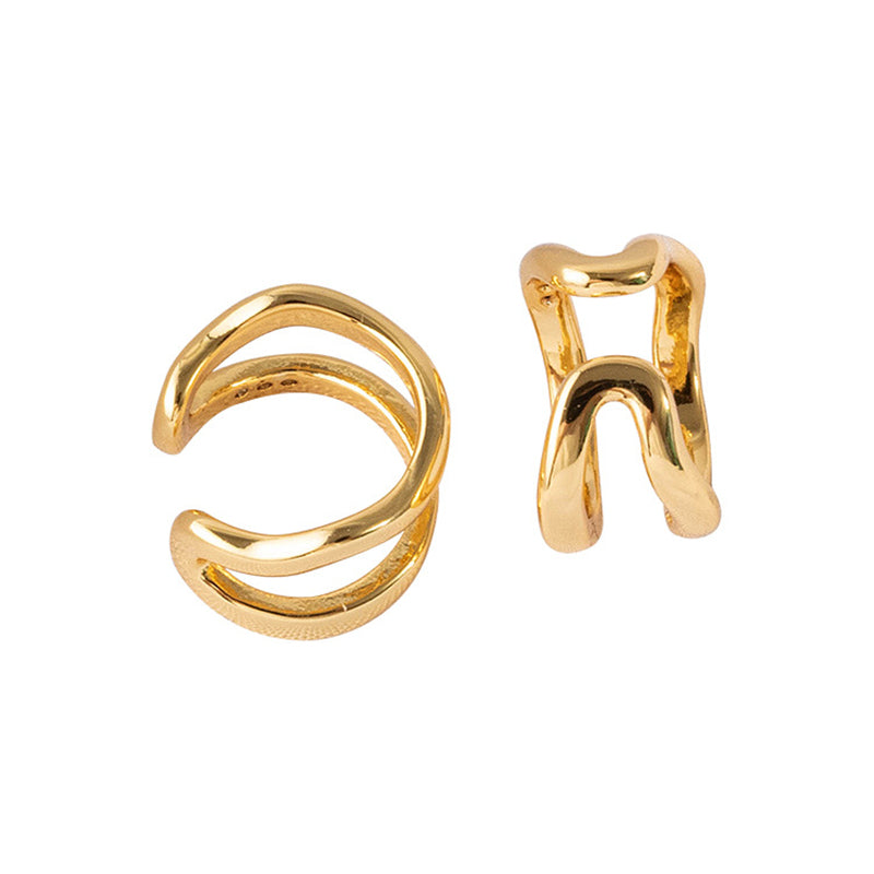 Geometric U-Shape Ear Cuffs in Gold Plated - Sweet & Edgy No-Piercing Ear Climbers for Women