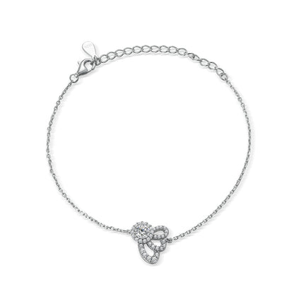 Geometric Wing Design 925 Silver Zirconia Bracelet - Contemporary European Jewelry