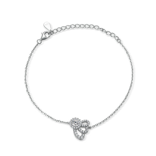 Geometric Wing Design 925 Silver Zirconia Bracelet - Contemporary European Jewelry