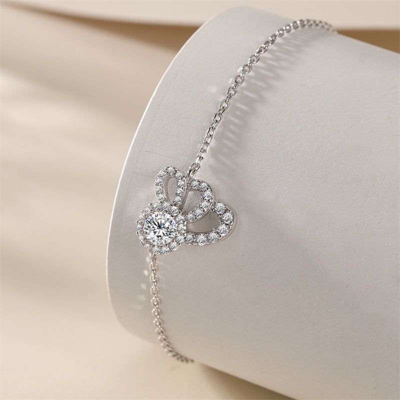 Geometric Wing Design 925 Silver Zirconia Bracelet - Contemporary European Jewelry