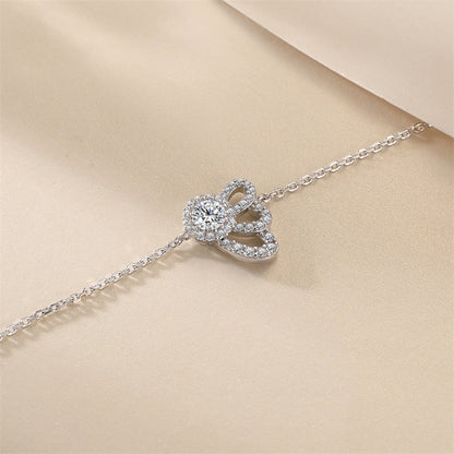 Geometric Wing Design 925 Silver Zirconia Bracelet - Contemporary European Jewelry