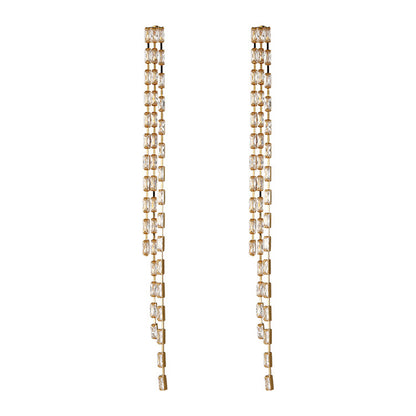 Geometric Zircon Line Earrings with 925 Silver Posts - Gold & Rhodium Plated Sweet Edgy Style