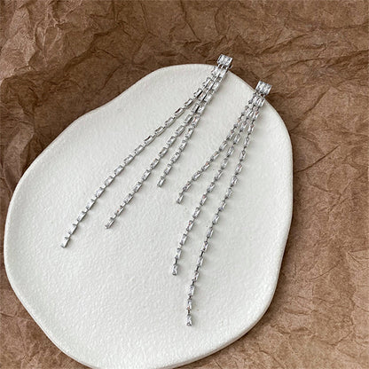 Geometric Zircon Line Earrings with 925 Silver Posts - Gold & Rhodium Plated Sweet Edgy Style