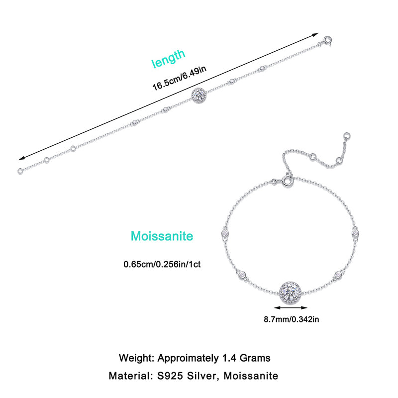 Glamorous Round Moissanite Bracelet for Office and Commuting