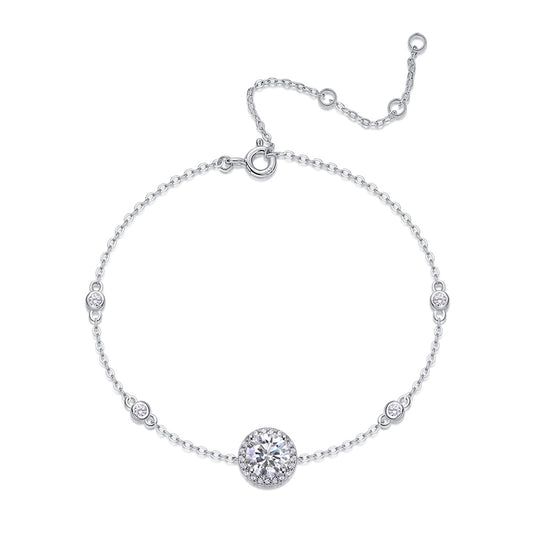 Glamorous Round Moissanite Bracelet for Office and Commuting