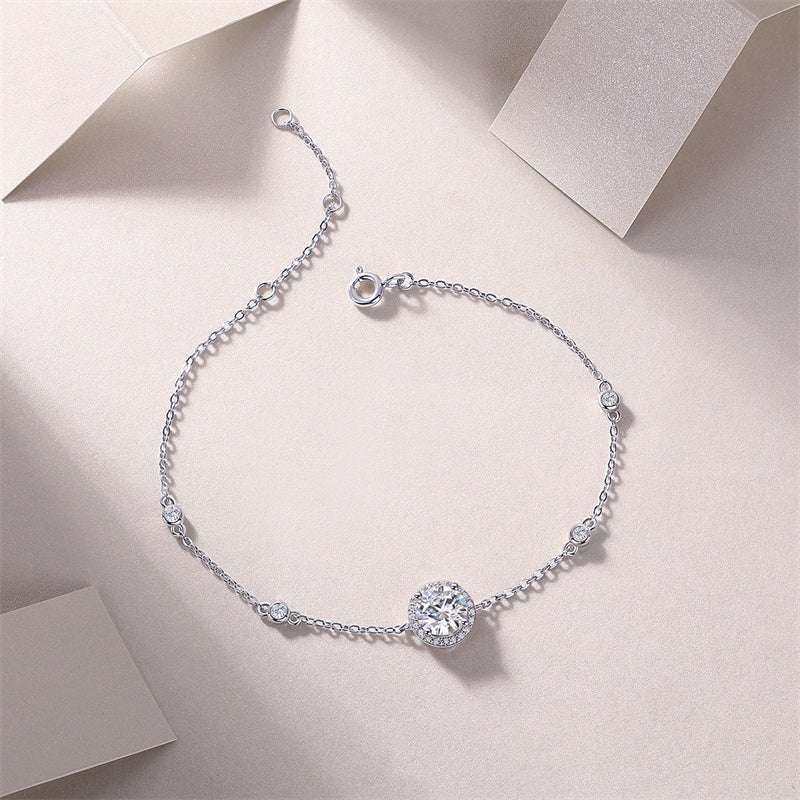 Glamorous Round Moissanite Bracelet for Office and Commuting