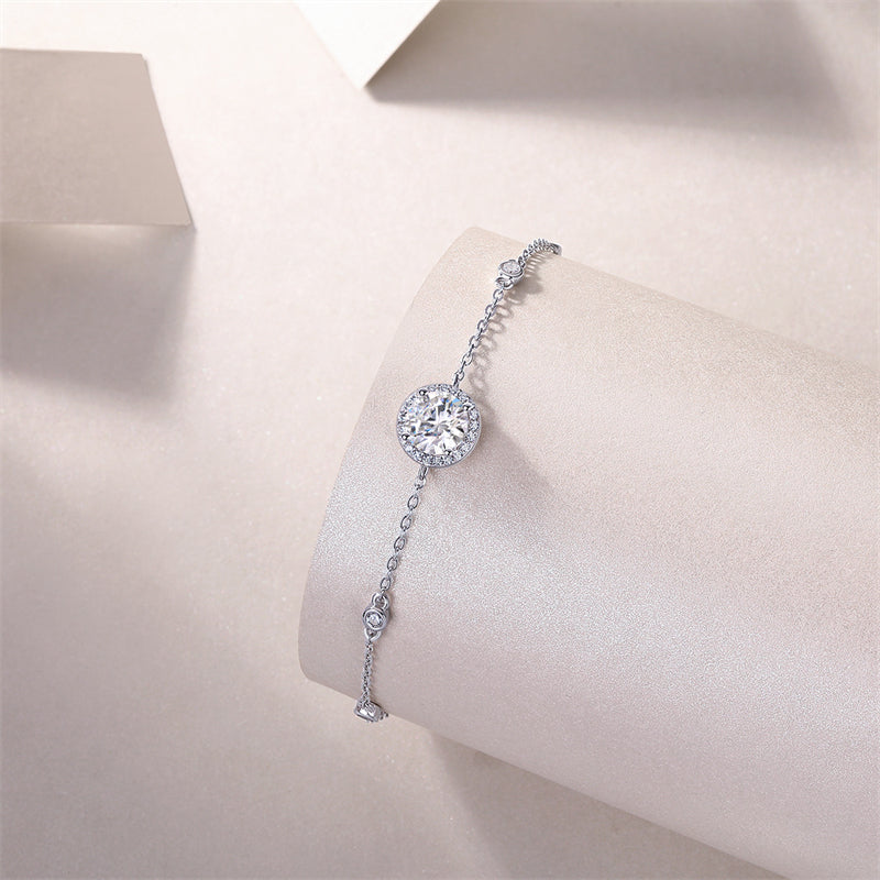 Glamorous Round Moissanite Bracelet for Office and Commuting