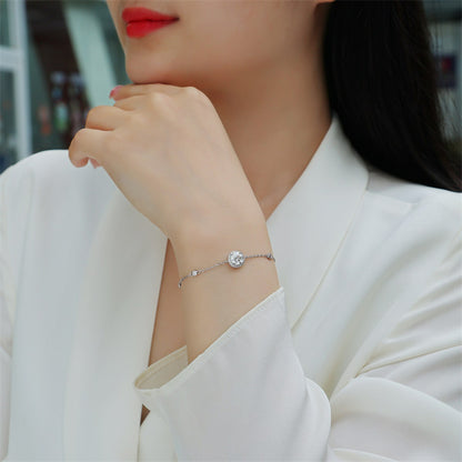 Glamorous Round Moissanite Bracelet for Office and Commuting