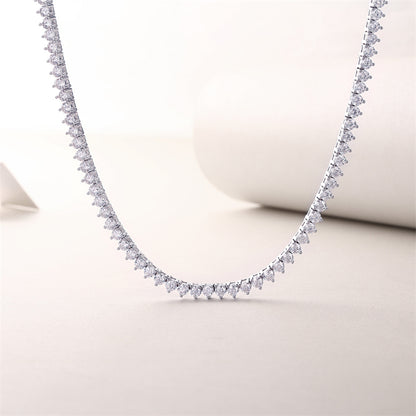 Glamorous Women's Silver Necklace with Round Moissanite Pendant