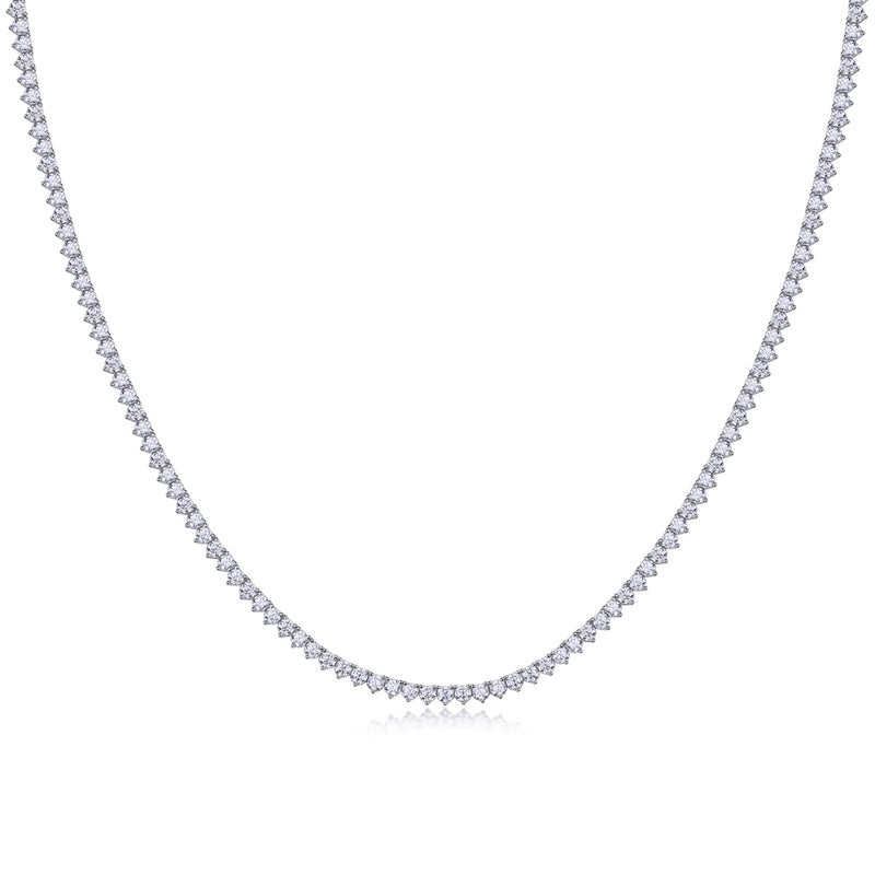 Glamorous Women's Silver Necklace with Round Moissanite Pendant