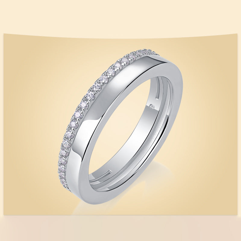 Glimmering Round Moissanite Ring in Sterling Silver