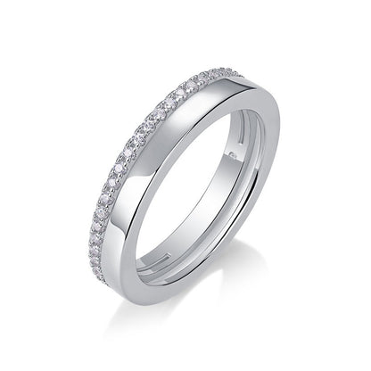 Glimmering Round Moissanite Ring in Sterling Silver