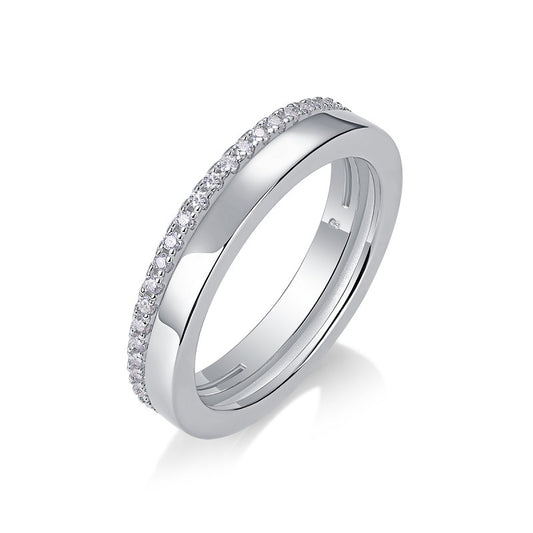 Glimmering Round Moissanite Ring in Sterling Silver