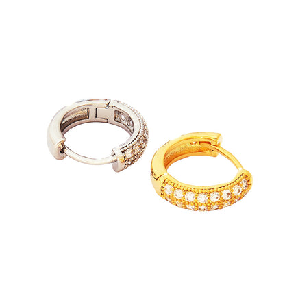 Gold & Rhodium Plated Geometric Hoop Earrings - Light Luxury Everyday Style