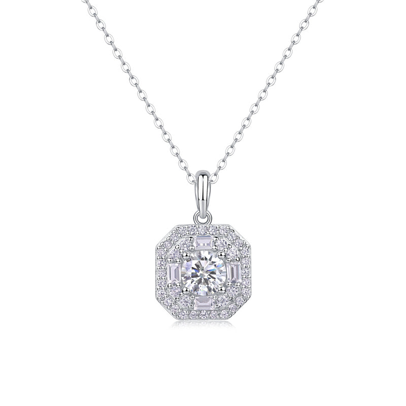 Graceful Geometric Pendant Necklace in Sterling Silver