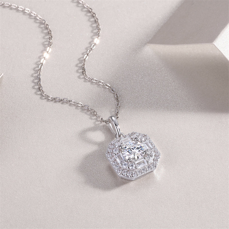 Graceful Geometric Pendant Necklace in Sterling Silver