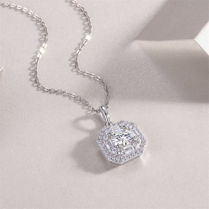Graceful Geometric Pendant Necklace in Sterling Silver