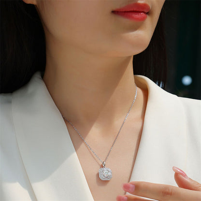 Graceful Geometric Pendant Necklace in Sterling Silver