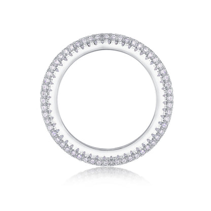Graceful Silver Ring with Round Moissanite Stones
