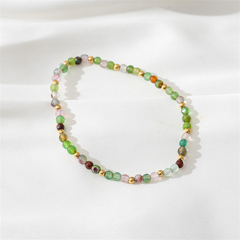 Handmade Agate & Natural Stone Geometric Circle Bracelet - 16cm Bohemian Ethnic Style Vintage Women's Jewelry